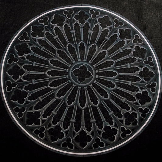 Grey Gothic Rose Window Tote Bag