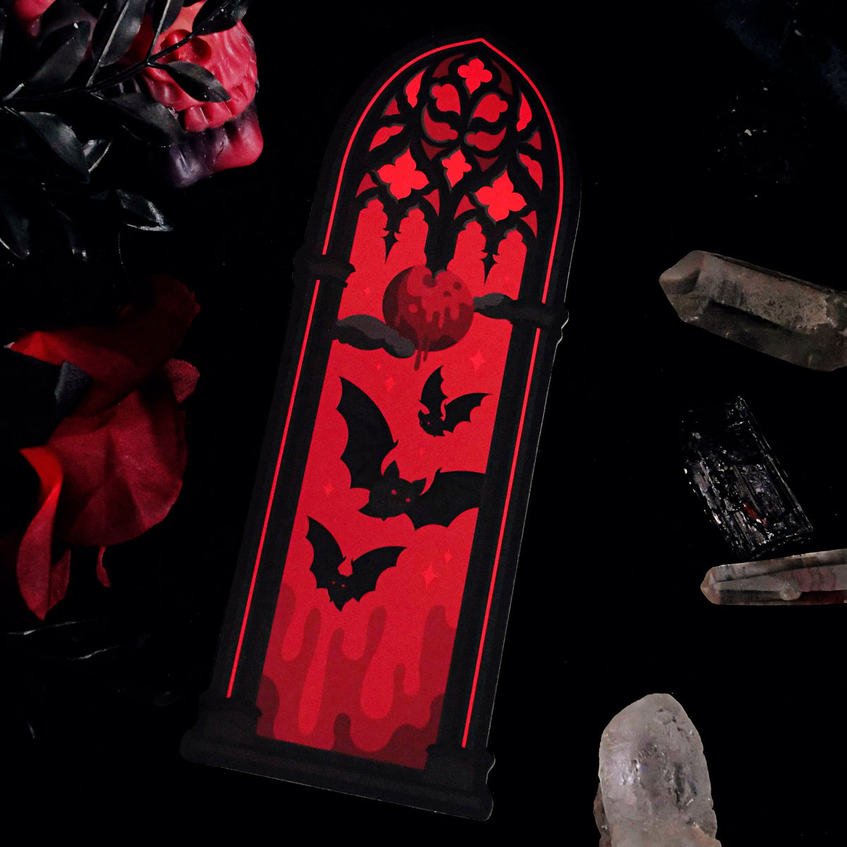 Vampire Bats Gothic Cathedral Arch Bookmark