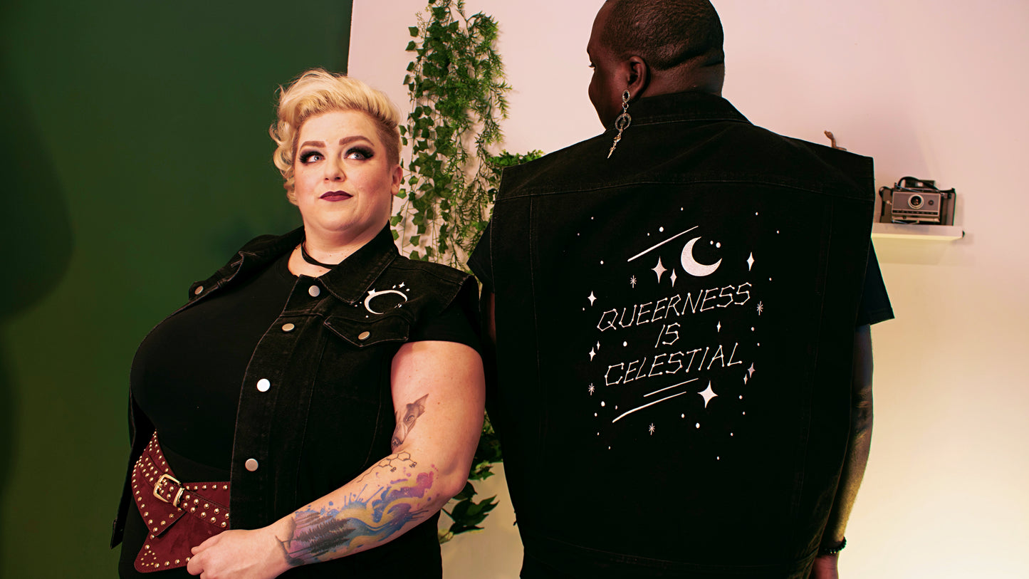 Queerness Is Celestial Denim Vest (New)