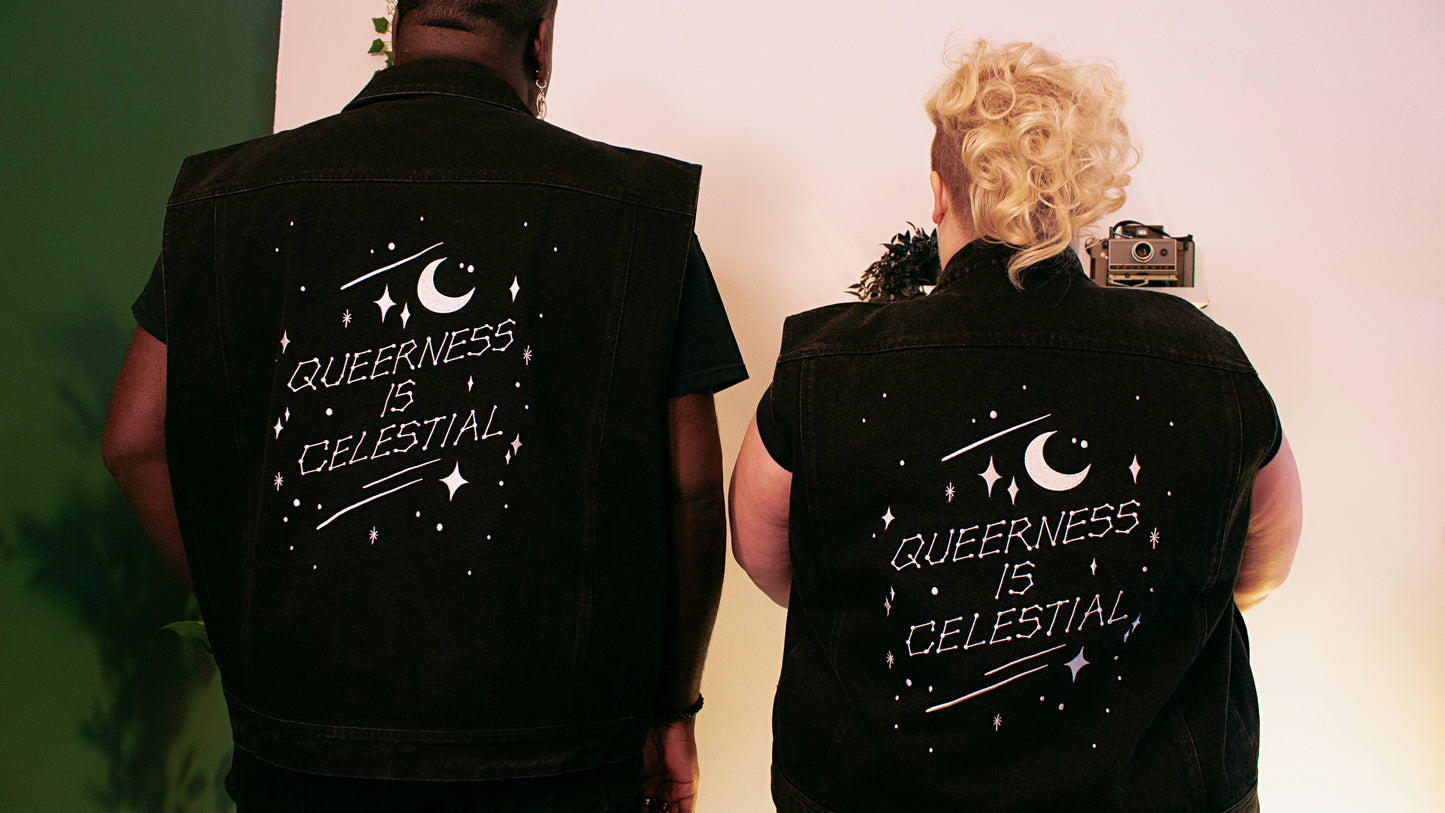 Queerness Is Celestial Denim Vest (New)