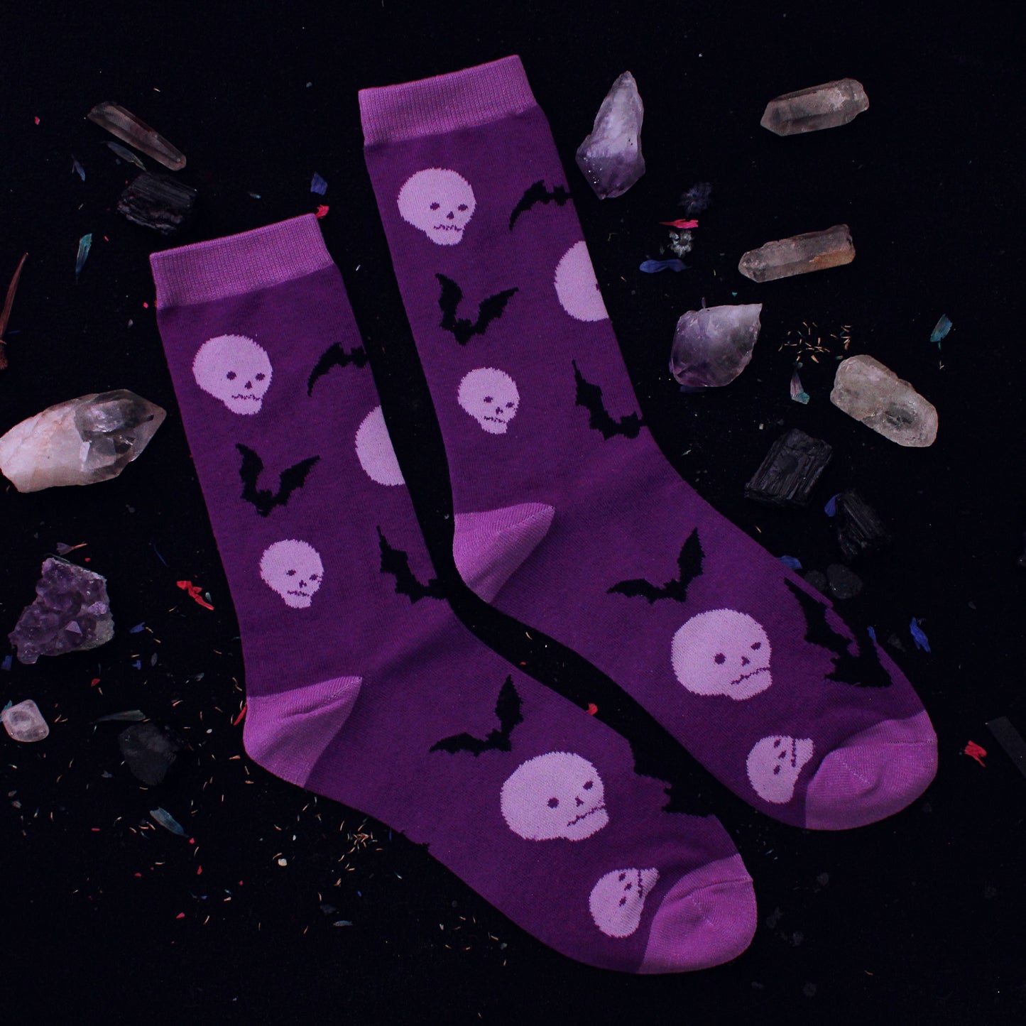 Skulls & Bats Socks - Purple