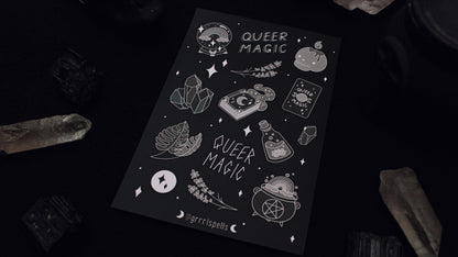 Feuille d’autocollants magiques queer