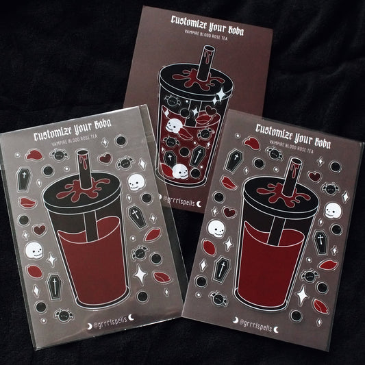 Vampire Blood Rose Tea - Customize Your Boba Sticker Sheet