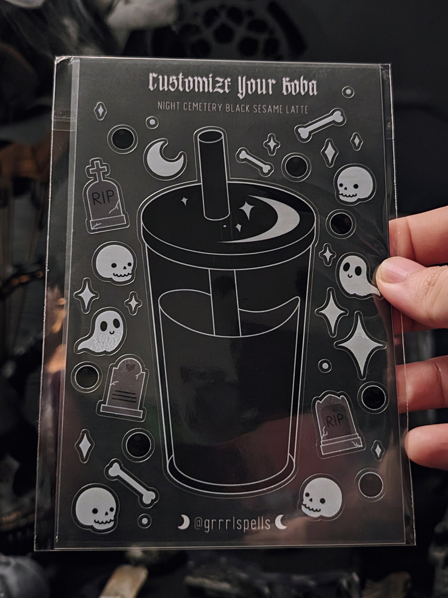 Night Cemetery Black Sesame Latte - Customize Your Boba Sticker Sheet