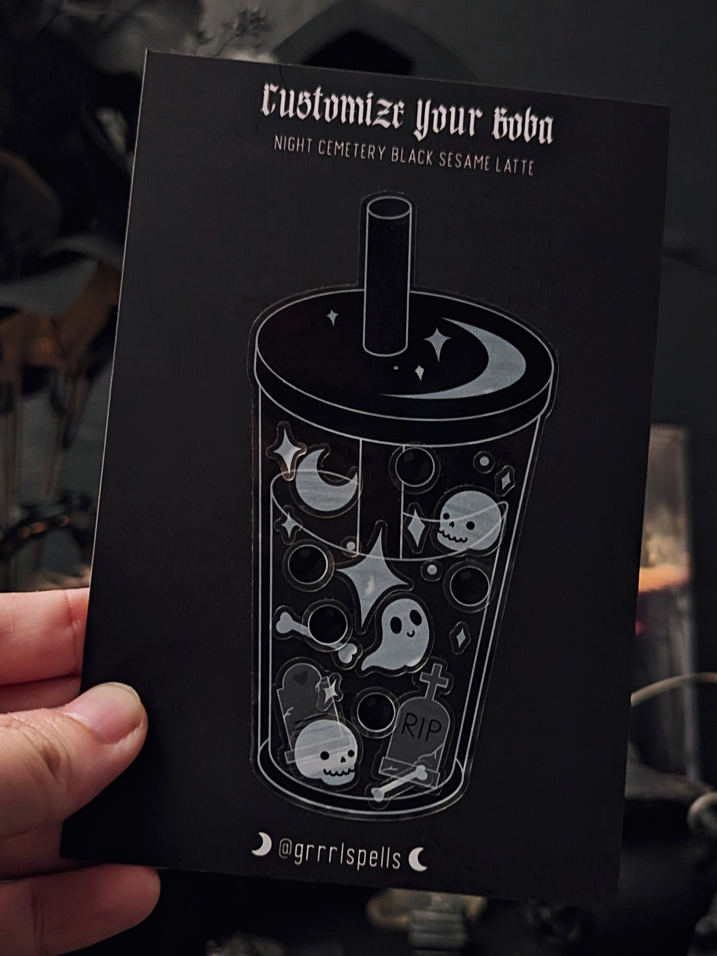 Night Cemetery Black Sesame Latte - Customize Your Boba Sticker Sheet