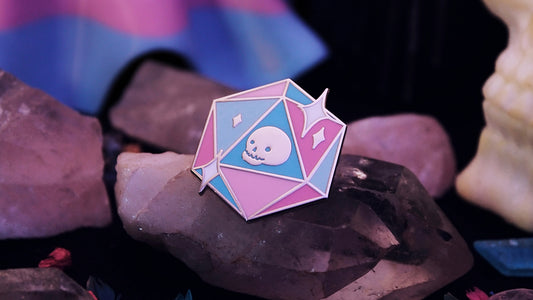 Trans D20 Icosahedron Pin