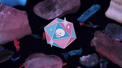 Trans D20 Icosahedron Pin