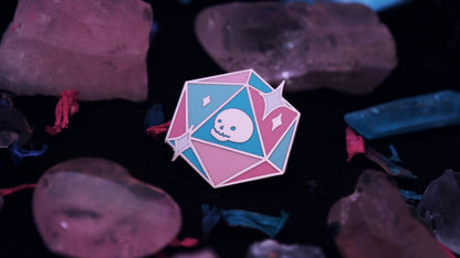 Trans D20 Icosahedron Pin