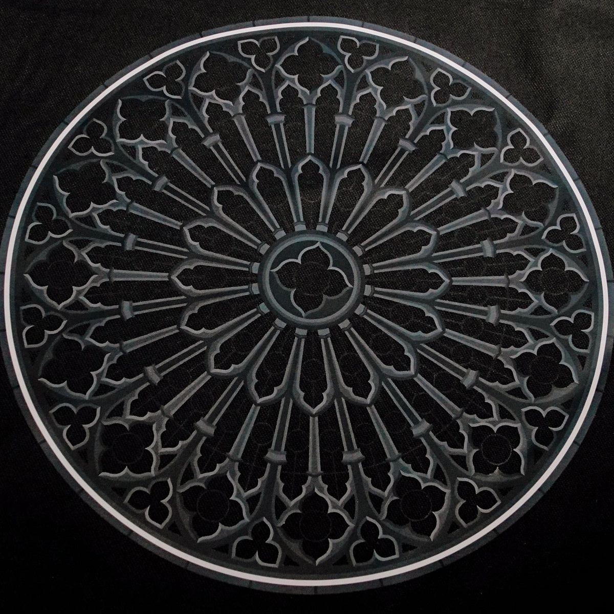 Grey Gothic Rose Window Tote Bag