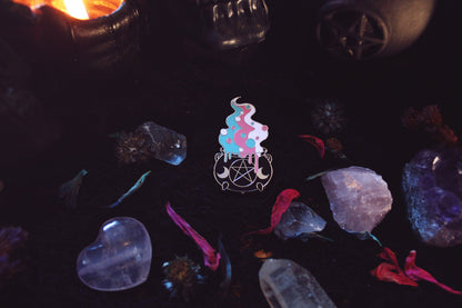 Trans Witch Cauldron Pin